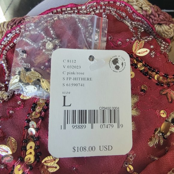 Free People Pink Ombre Rose  Sequined Embroidered Hi There Top - Picture 4 of 11